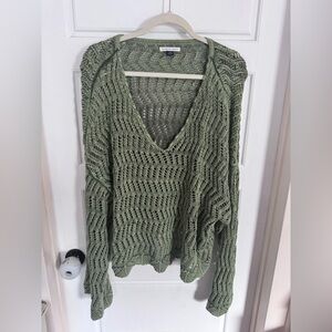 American Eagle Outfitters Olive V-Neck Sweater